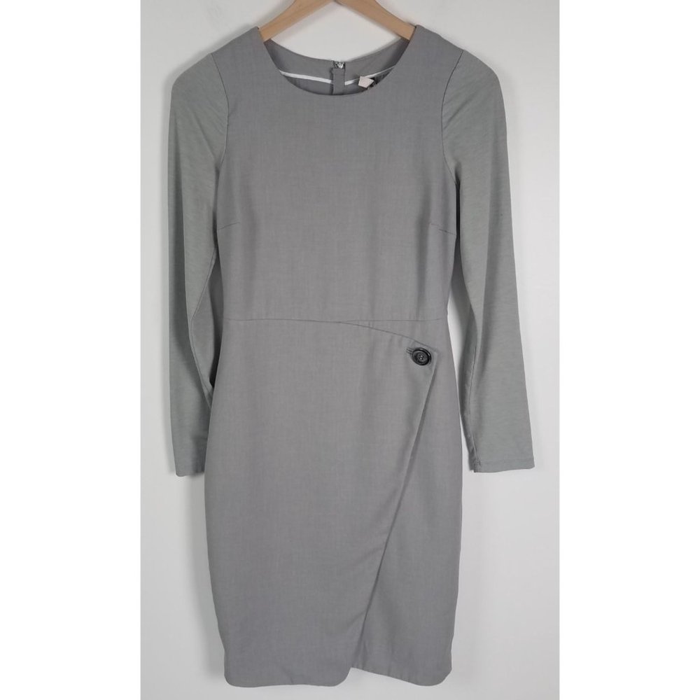 Nation LTD Women's Sz. 2 Grey Long Sleeve Wrap Front Knee Length Dress